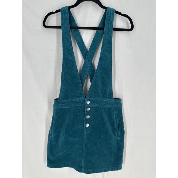 Wild Fable Dress Womens Small Green Corduroy Overall Stretch Button Boho Retro - Picture 6 of 9